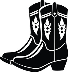 Cowgirl boots vector black silhouette