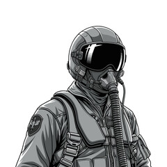 vector illustration of a fighter pilot with a white background © Wiwit