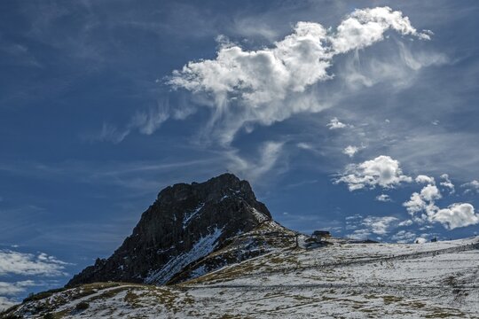 Right pulpit wall, back left mountains of the Allg&auml;u Alps, cloud formation, Vorarlberg, Austria