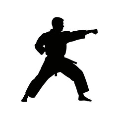 Silhouette of a karate athlete with a white background
