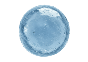 Isolated pale blue marble with water droplets and bubbles effect, crystal ball design