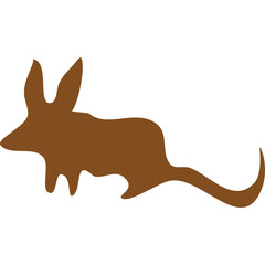 Brown Silhouette of a Rodent Like Animal with Long Ears and Tail Against a White Background