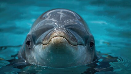 Naklejka premium A CLOSE-UP OF A DOLPHIN'S BOTTLE NOSE AND EYES