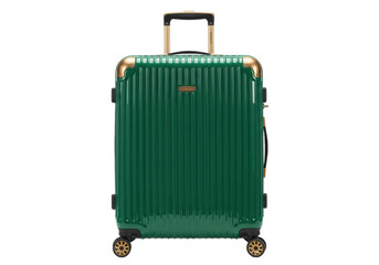 Isolated green suitcase with golden elements for a weekend trip for short vacations