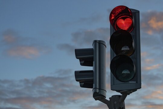 Traffic light with red heart, Akureyri, Eyjafjörður, Iceland