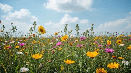 Fototapeta premium Sunny day on a floral summer prairie