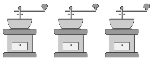 コーヒーミル（グラインダー）3点セット（線画）