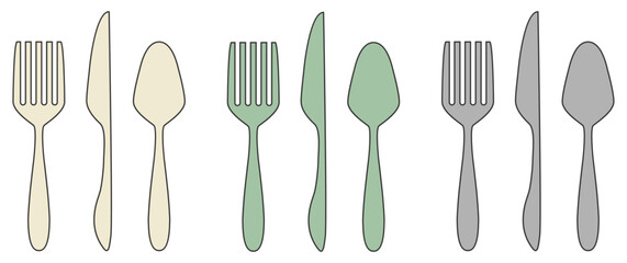 ナイフ・フォーク・スプーンのカラーバリエーションセット