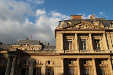 old stone hall (conseil d'état) at the palais-royal in paris in france 