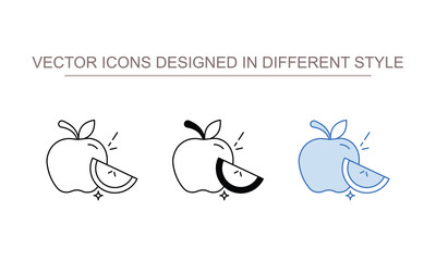 Apple Slice icon set with white background