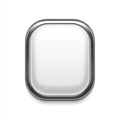 Blank 3D app icon, glossy and metallic, a white and silver template for a user interface button