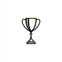 Trophy cup icon in a minimalist line style, black and gold, representing victory and achievement