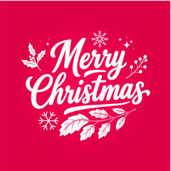 Elegant Merry Christmas Typography with typical Christmas elements. A simple Merry Christmas typography design. Great for cards, banners, posters and social media.
