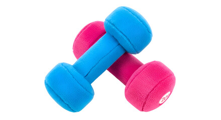 A pair of colorful dumbbells isolated on transparent background