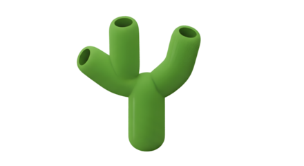 Green abstract shape resembling a plant or coral isolated on transparent background