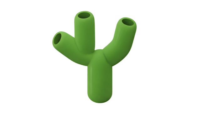 Green abstract shape resembling a plant or coral isolated on transparent background