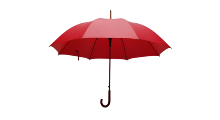 Red umbrella rain protection weather forecast accessory fashion style open close waterproof canopy handle on transparent background