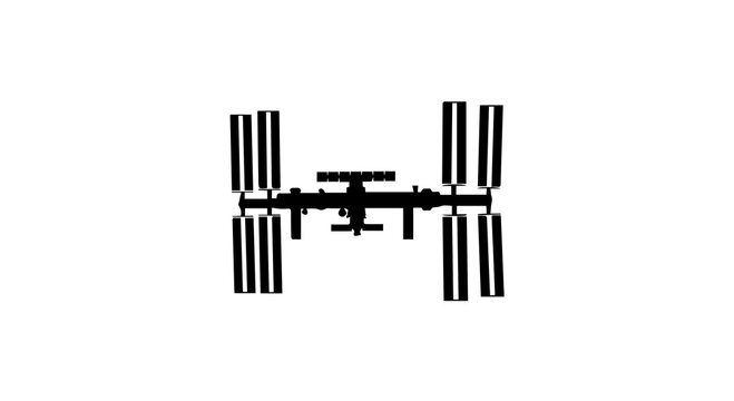 Drawing of the International Space Station with Solar Panels and Modular Structure