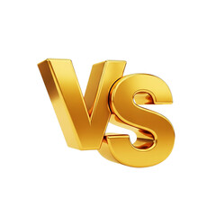 Gold Versus VS Symbol Shiny Competition Confrontation Comparison and Rivalry Illustration for on transparent background