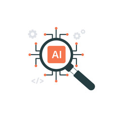 AI Machine Learning Search and Analysis Concept Vector Illustration