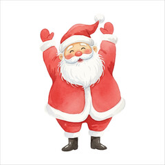 Santa Doing Morning Stretch Watercolor Vector
