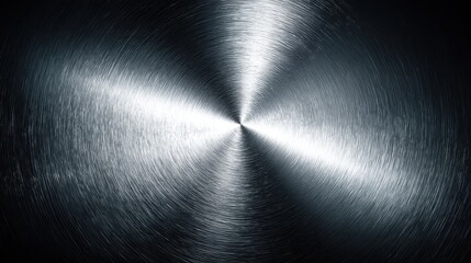 Polished Steel Surface with Abstract Circular Patterns and Reflections for Industrial and Background Use