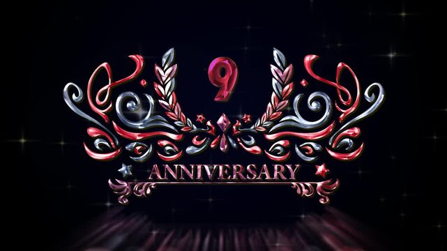 豪華絢爛9周年記念ロゴアニメーション、輝くクリスタルとローレル