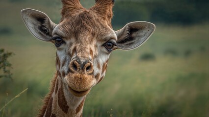Close-up of reticulated giraffe looking at camera