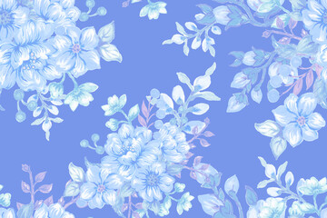 Fototapeta premium Vintage seamless floral pattern. Liberty style background botanical bouquet foliage leaf