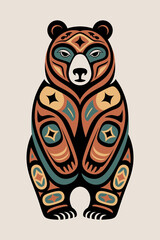 Native American Style Bear Illustration