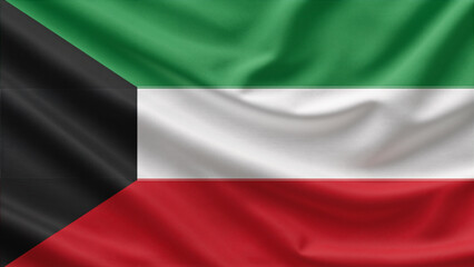 Waving flag of Kuwait with realistic fabric texture, perfect for patriotic themes
