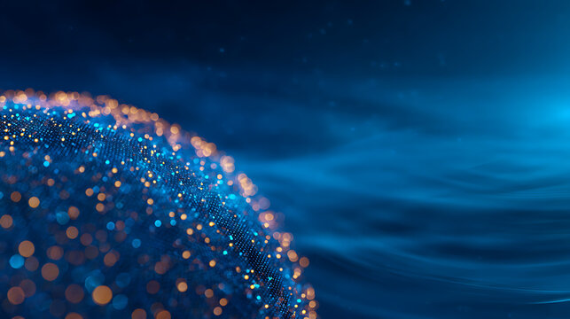 Abstract 3D Particle Sphere with Tech Science Data and AI Globe Network. Medical Digital Background for Conference or Neuron Research. Blue Vector Design with Light and Wave Effect. 30063073 1