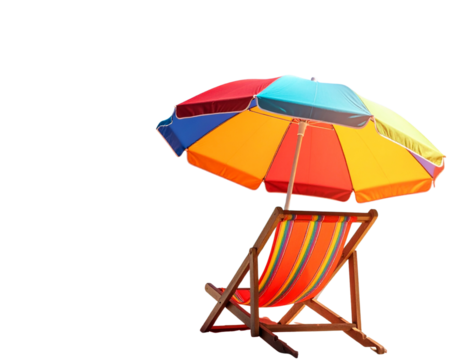 Untitled design - Relaxing Outdoor Beach Setup with Folding Chair and Parasol, Isolated on Transparent Background