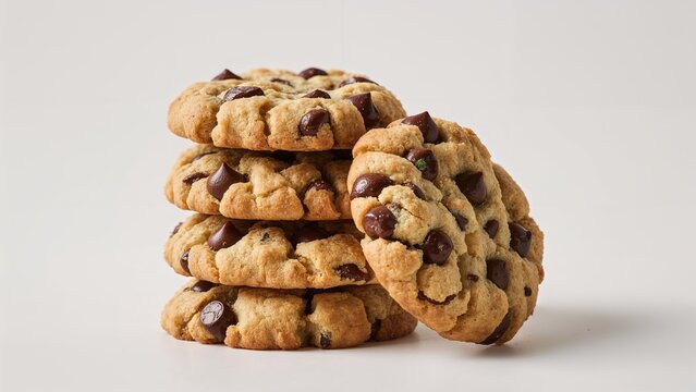 Mint-infused peanut butter chocolate chip cookies are stacked together in this image. - Powered by Adobe