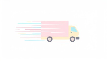Minimalist Fast Delivery Truck Flat Icon with Pastel Color Palette