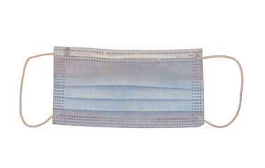 Blue surgical mask isolated on white background