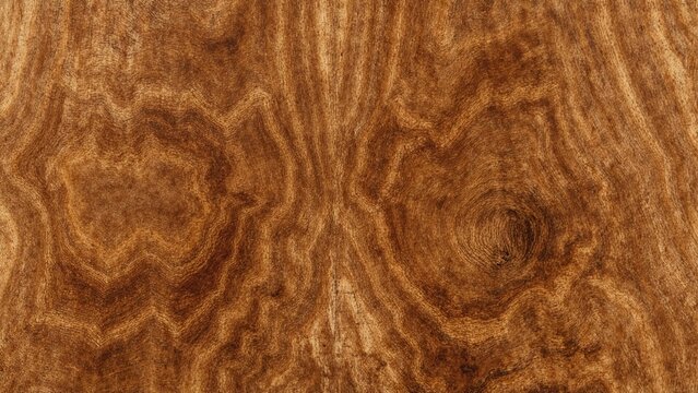 Richly patterned acacia koa timber with intricate grain and warm tones.