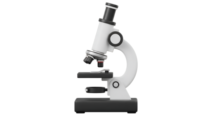 Modern white laboratory microscope isolated on transparent background