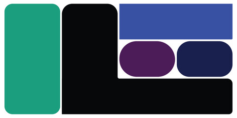 Modern bento grid layout with vibrant contrasting colors and rounded corners vector