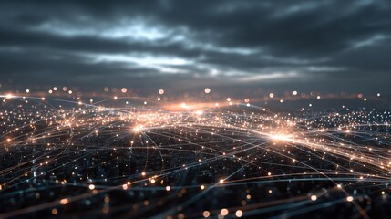 Abstract cityscape network connection technology digital communication