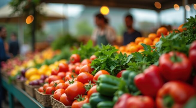 Many different types of vegetables on display at a market