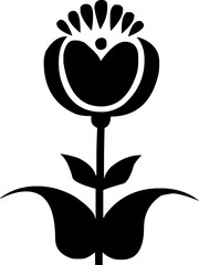 Black silhouette vector of a tulip flower on white background