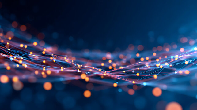 Neural network lines digital technology background. Big data and data science 75207688 1