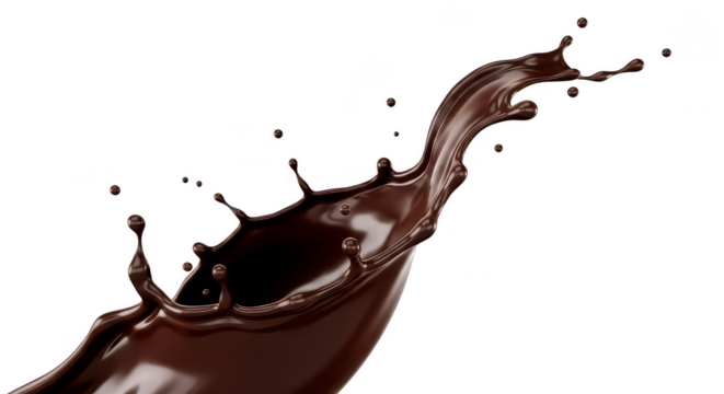 Chocolate splash liquid motion isolated on transparent background