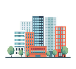flat city buildings vector illustration