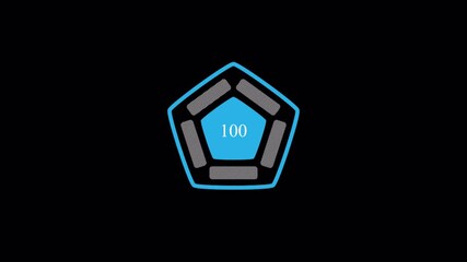 Animated Digital Countdown: Blue Pentagon with Numbers on Black Background - Powered by Adobe