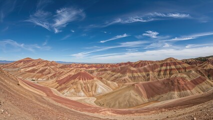 Naklejka premium View of Painted Hills, travel, nature, landscape, beauty, environment, day, climate, arid, Oregon, hill