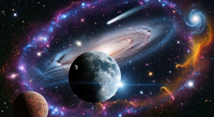 Obraz premium Vast Universe Cosmic Wonder with Planets Galaxies and Nebulae