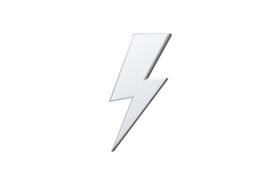 White 3 D Lightning Bolt Symbol Isolated on Black Background electricity energy, Png, Isolated on Transparent Background, Cut Out