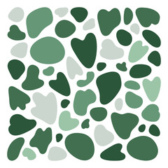 Abstract pattern of organic shapes in various shades of green and white creating a modern mosaic design